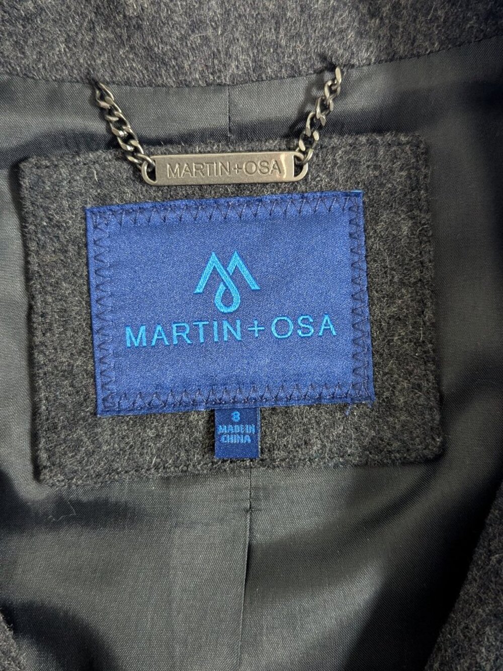 MARTIN + OSA Wool Biker/Moto Jacket Charcoal Grey Size 8 - Picture 6 of 13